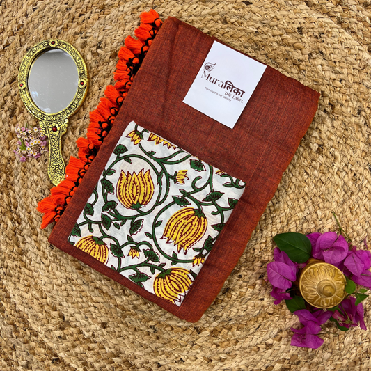 Muralika Rust Orange Handloom Saree