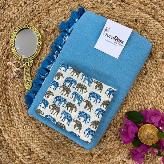 Muralika Sky Blue Handloom Saree